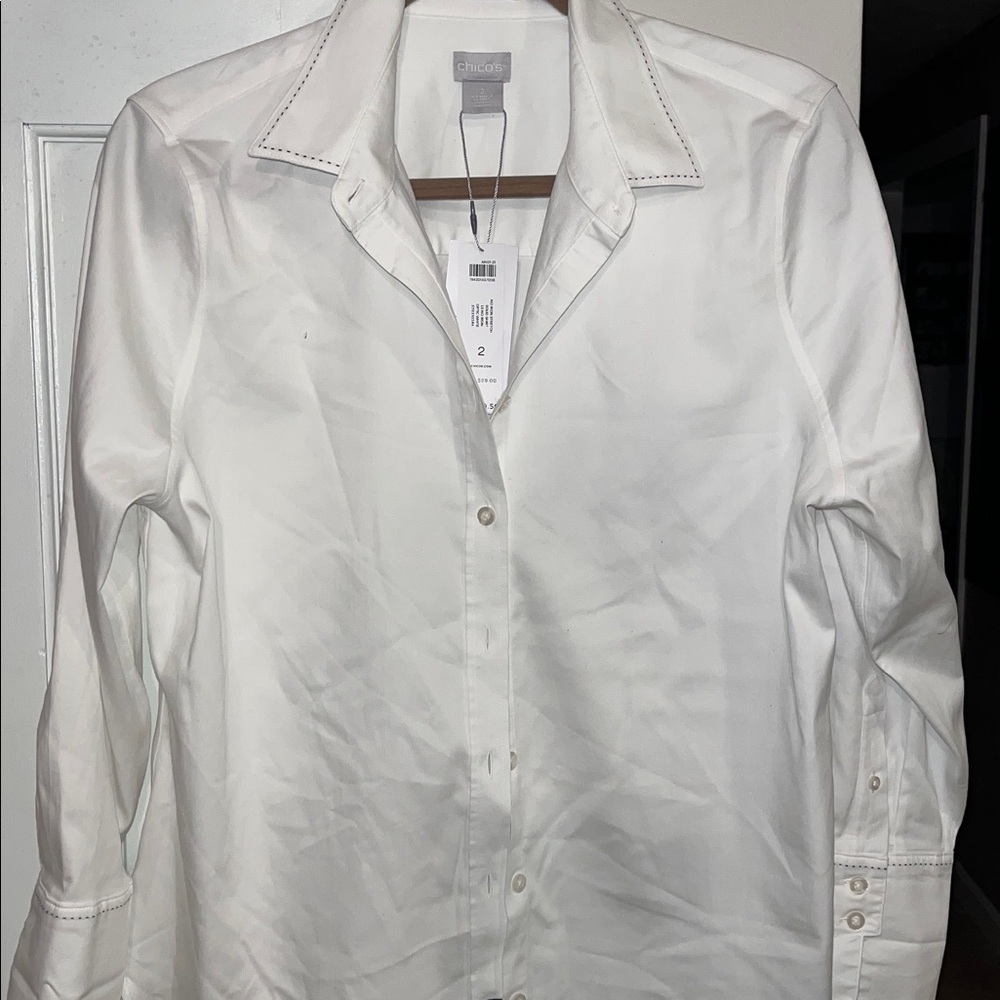 Chico's Chic White Collared Blouse